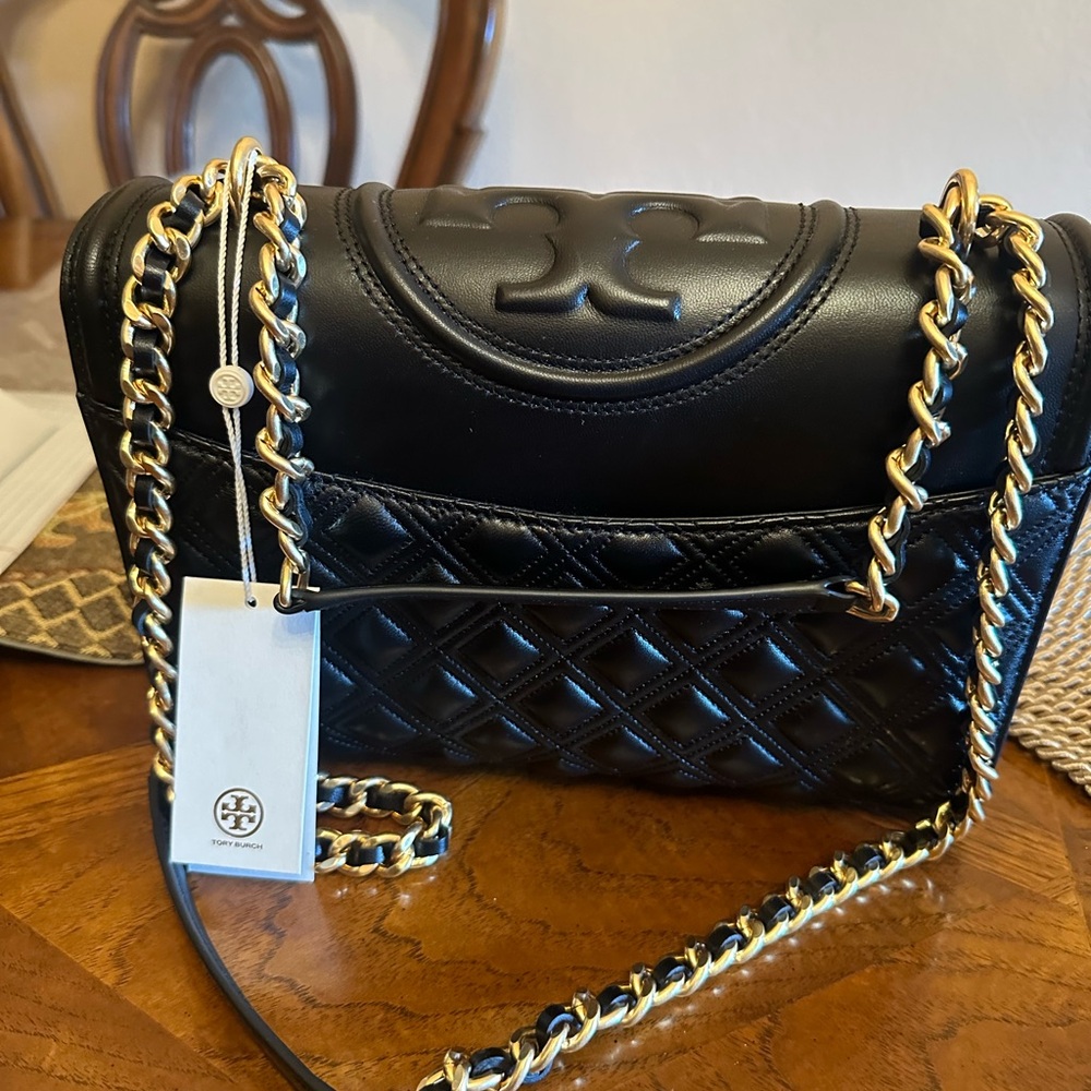 Tory Burch Black Quilted Shoulder Bag with Gold Chain - Brand New